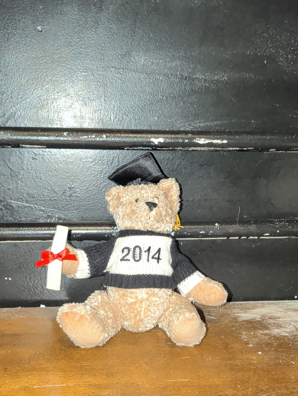 Plush Graduation Teddy Bear 2014 - Brown with Black & White Outfit